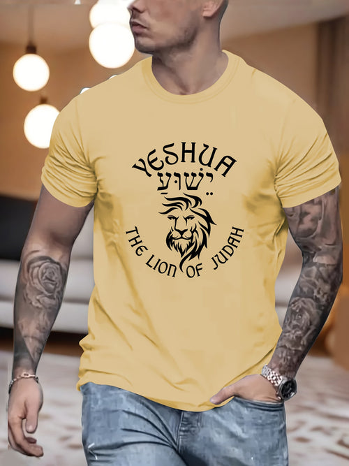 Camiseta Yeshua León de Judá - Hombre, Manga Corta, Estampado Creativo, Cuello Redondo