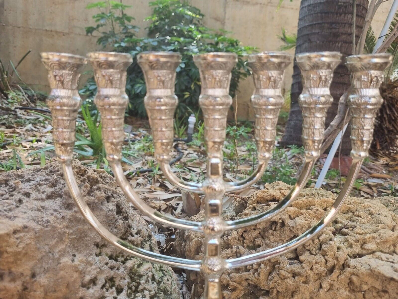 Menorah Jerusalem Temple 14 inch Height 35 cm 7 Branches SIilver Plated XL